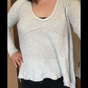 Free People thermal tunic tee oatmeal Sz S